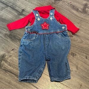 Old Navy Denim Overalls Outfit Vintage Baby Girl 0-3m